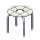 Donut stool Checkered white Seat design Silver