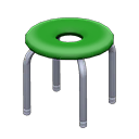 Donut stool Green Seat design Silver