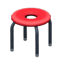 Donut stool Red Seat design Black