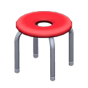 Donut stool Red Seat design Silver