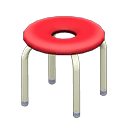 Donut stool Red Seat design White