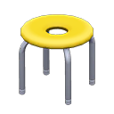 Donut stool Yellow Seat design Silver