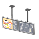 Dual hanging monitors Café menu Displayed content Silver