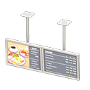 Dual hanging monitors Café menu Displayed content White