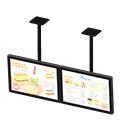 Dual hanging monitors Fast-food menu Displayed content Black