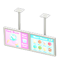 Dual hanging monitors Ice-cream menu Displayed content White