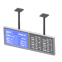 Dual hanging monitors Stock updates Displayed content Silver