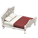 Elegant bed Damascus-pattern red Duvet cover White