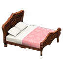Elegant bed Pink roses Duvet cover Brown