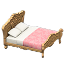 Elegant bed Pink roses Duvet cover Light brown