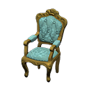 Elegant chair Blue roses Fabric Gold