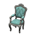 Elegant chair Blue roses Fabric Silver