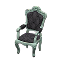 Elegant chair Damascus-pattern black Fabric Blue