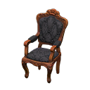 Elegant chair Damascus-pattern black Fabric Brown