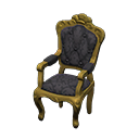 Elegant chair Damascus-pattern black Fabric Gold