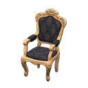 Elegant chair Damascus-pattern black Fabric Light brown