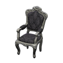 Elegant chair Damascus-pattern black Fabric Silver