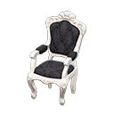 Elegant chair Damascus-pattern black Fabric White