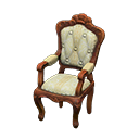 Elegant chair White with stripe Fabric Brown