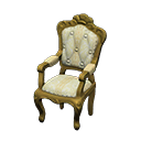 Elegant chair White with stripe Fabric Gold