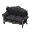 Elegant sofa Damascus-pattern black Fabric Silver