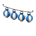 Animal Crossing Festival-lantern set|Blue & white stripes Lantern pattern Black Image
