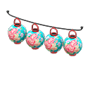 Festival-lantern set Flowers Lantern pattern Red