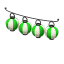 Festival-lantern set Green & white stripes Lantern pattern Black