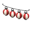 Festival-lantern set Red & white stripes Lantern pattern Black