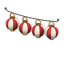 Festival-lantern set Red & white stripes Lantern pattern Brass