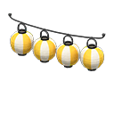 Festival-lantern set Yellow & white stripes Lantern pattern Black