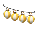 Festival-lantern set Yellow & white stripes Lantern pattern Brass