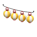 Festival-lantern set Yellow & white stripes Lantern pattern Red