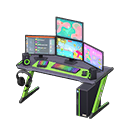 Gaming desk First-person game Monitors Black & green