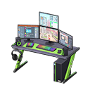 Gaming desk Online roleplaying game Monitors Black & green
