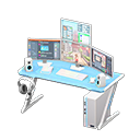 Gaming desk Online roleplaying game Monitors Light blue