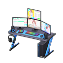 Gaming desk Sim game Monitors Black & blue