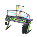 Gaming desk Sim game Monitors Black & green