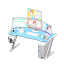 Gaming desk Sim game Monitors Light blue