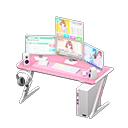 Gaming desk Sim game Monitors Pink