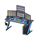 Gaming desk Stock trading Monitors Black & blue