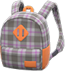 Gray checkered backpack
