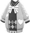 Gray ribbons & hearts knit dress