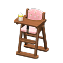 High chair Pink Fabric Dark wood