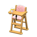 High chair Pink Fabric Natural wood