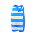 Horizontal-Striped Wet Suit Blue