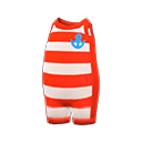 Horizontal-Striped Wet Suit Red