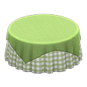 Large covered round table Green gingham Undercloth Green