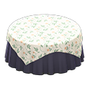 Large covered round table Plain navy Undercloth Floral print