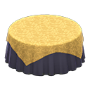 Large covered round table Plain navy Undercloth Gold